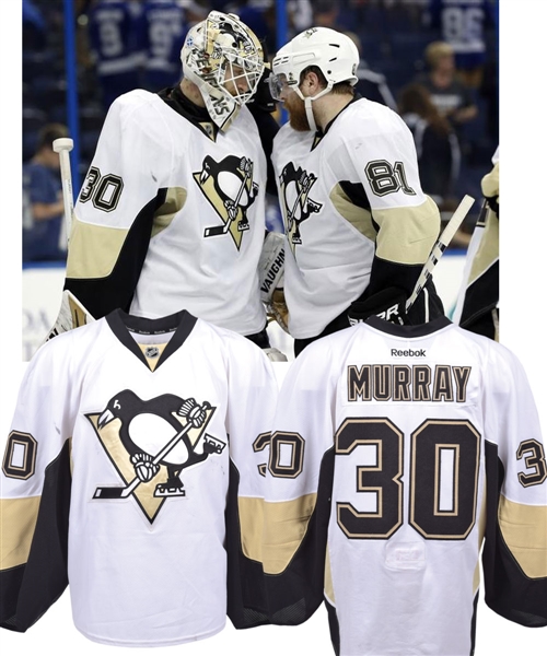 Matt Murrays 2015-16 Pittsburgh Penguins Game-Worn Playoffs Rookie Season Jersey with Team LOA - Photo-Matched!
