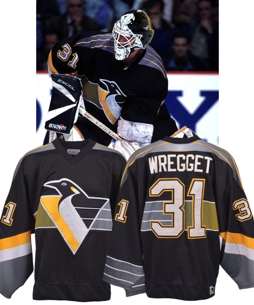 Ken Wreggets 1996-97 Pittsburgh Penguins Game-Worn Playoffs Third Jersey - Photo-Matched!