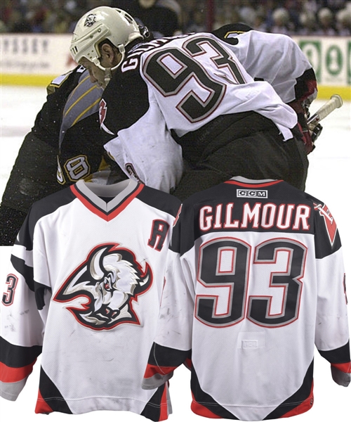 Doug Gilmours 2000-01 Buffalo Sabres Game-Worn Alternate Captains Playoffs Jersey with His Signed LOA - Photo-Matched!
