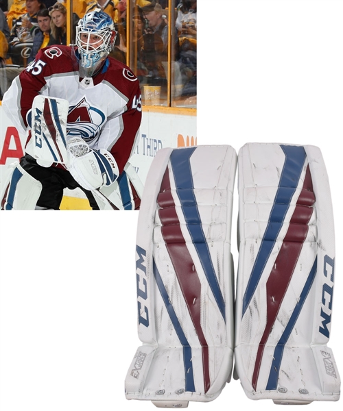 Jonathan Berniers 2017-18 Colorado Avalanche Signed CCM Game-Worn Playoffs Pads with His Signed LOA - Photo-Matched!