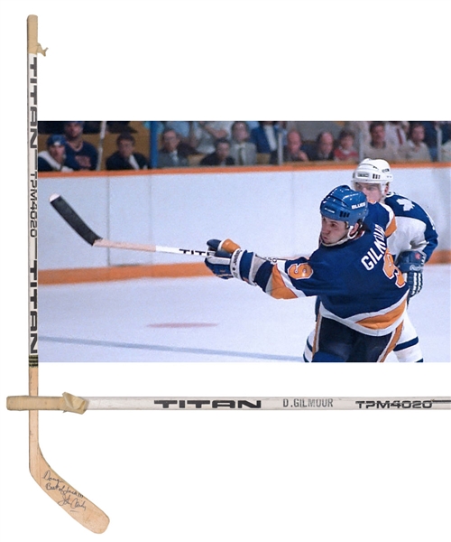 Doug Gilmours 1986-87 St. Louis Blues Titan Game-Used Stick with His Signed LOA - 42-Goal Season! - Signed and Dedicated to Gilmour by John Candy 
