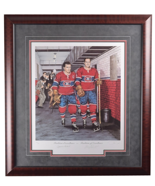 Maurice Richard and Jean Beliveau Signed “Tradition of Excellence” Daniel Parry Limited-Edition Framed Lithograph #796/999 with LOA (30” x 33”)