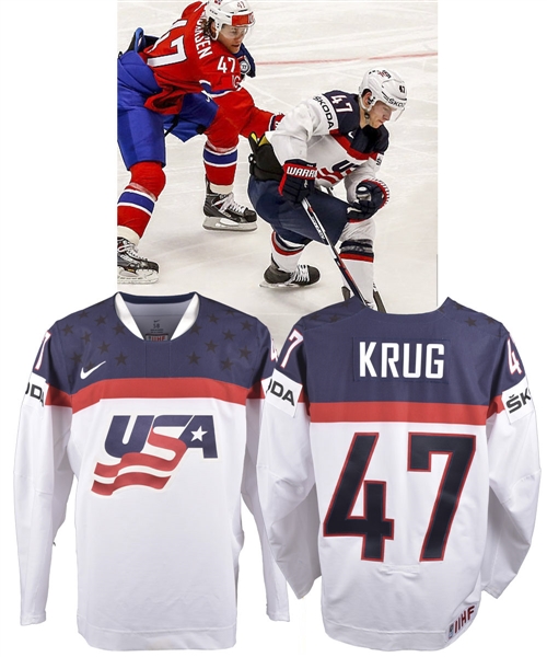 Torey Krugs 2015 IIHF World Championships Team USA Game-Worn Jersey with LOA