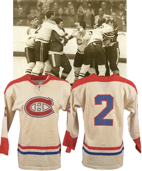 Jacques Laperrieres Mid-1960s Montreal Canadiens Game-Worn Wool Jersey
