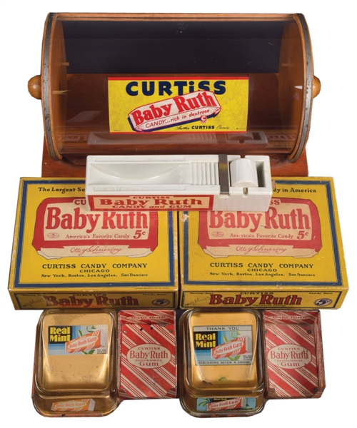 Desirable Curtis Baby Ruth Candy Bar Memorabilia Collection of 6 with Rare Counter Display