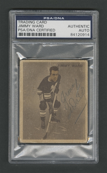 1933-34 World Wide Gum Ice Kings (V357) Hockey #37 Jimmy Ward Signed Rookie Card – PSA/DNA Certified