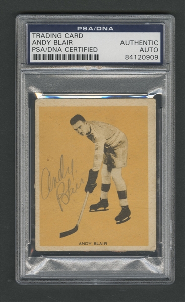 1933-34 Hamilton Gum (V288) Hockey #9 Andy Blair Signed Rookie Card - PSA/DNA Certified