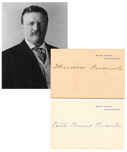 Theodore Roosevelt and First Lady Edith Kermit Roosevelt Signed White House Calling Cards (2) with JSA LOA - 26th President of the United States