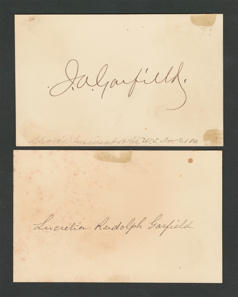 James A. Garfield and First Lady Lucretia Rudolph Garfield Signed Calling Cards (2) with JSA LOA - 20th President of the United States