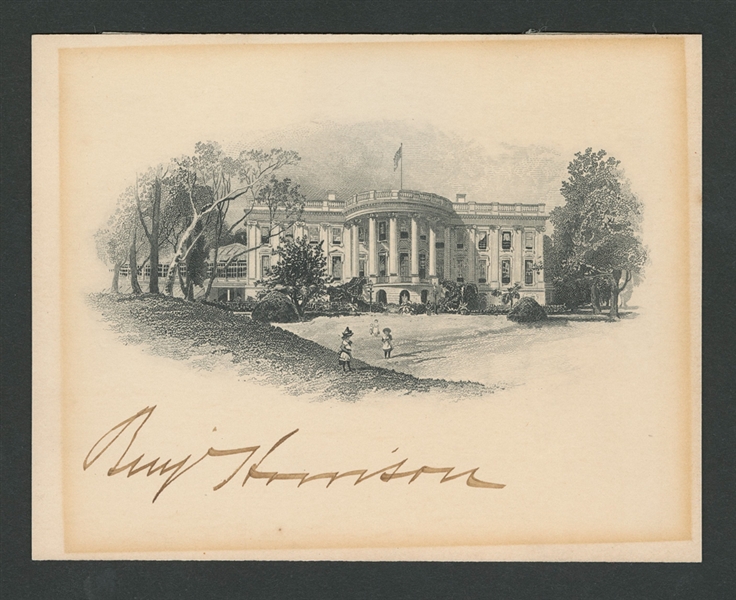 Benjamin Harrison Signed White House Card/Stationery with JSA LOA - 23rd President of the United States