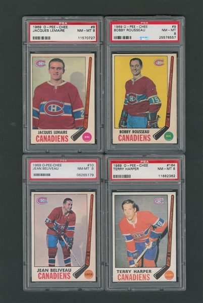 1969-70 O-Pee-Chee Montreal Canadiens PSA-Graded Hockey Card Collection of 4 - All Graded PSA 8