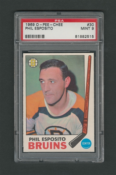 1969-70 O-Pee-Chee Hockey Card #30 HOFer Phil Esposito - Graded PSA 9 - Highest Graded!