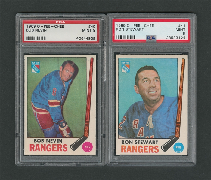 1969-70 O-Pee-Chee New York Rangers PSA-Graded Hockey Card Collection of 2 - Both Graded PSA 9 - One Highest Graded!