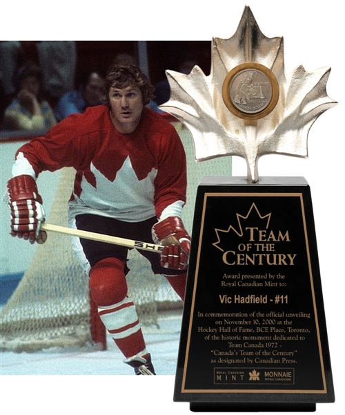 Vic Hadfields Team Canada 1972 "Team of the Century" Trophy with His Signed LOA (13 ½”)