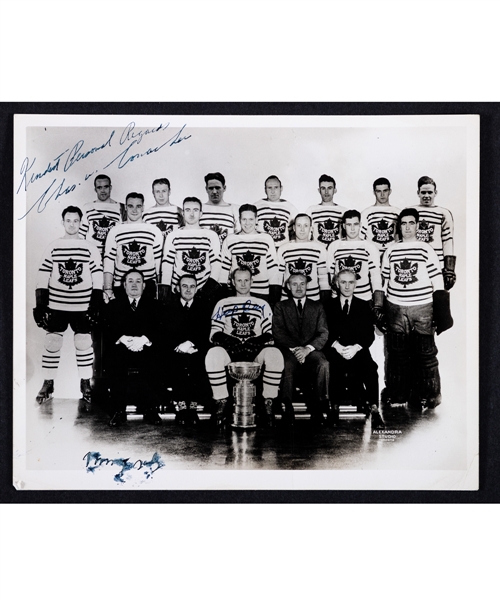 Deceased HOFers Charlie "Chas" Conacher and Hap Day Signed 1931-32 Toronto Maple Leafs Stanley Cup Champions Team Photo from the E. Robert Hamlyn Collection