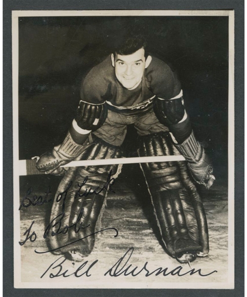 Deceased HOFer Bill Durnan Signed Circa 1944 Montreal Canadiens Rookie Season Photo from the E. Robert Hamlyn Collection