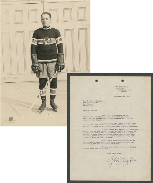 James Ogilvie "Odie" Cleghorn (Montreal Canadiens - Piitsburgh Pirates) Signed 1947 Letter from the E. Robert Hamlyn Collection
