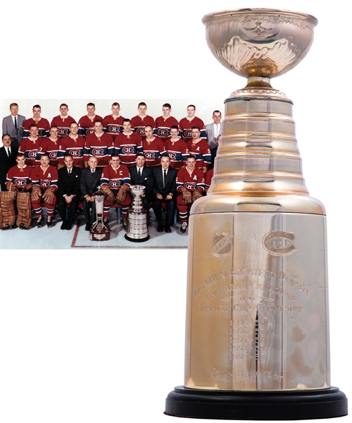 Jean Beliveaus Montreal Canadiens "1955-56 to 1959-60 NHLs Greatest Dynasty" Stanley Cup Championship Trophy from His Personal Collection with Family LOA (13")
