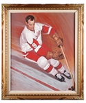 Superb Gordie Howe Detroit Red Wings Original Framed Painting by Tex Coulter 