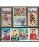 1953-54 Parkhurst Hockey Card #50 HOFer Gordie Howe (Graded PSA 4), 1954-55 Parkhurst Hockey Card #41 (Graded PSA 5) Plus 1956 to 1979-80 Adventure, Topps and O-Pee-Chee Cards (15)