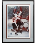 Paul Hendersons 1972 Canada-Russia Series Signed "The Goal" Limited-Edition Artist Proof Framed Lithograph #45/50 with His Signed LOA (24" x 32") 