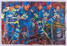 Toronto Maple Leafs “Glorious Captains” Original Painting on Canvas by Renowned Artist Murray Henderson (15 ½” x 23”) 