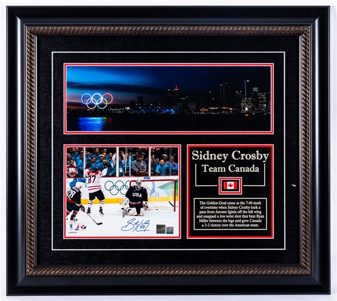 Sidney Crosby Team Canada 2010 Vancouver Olympics "The Golden Goal" Signed Framed Display with Frameworth COA (25” x 28”) 