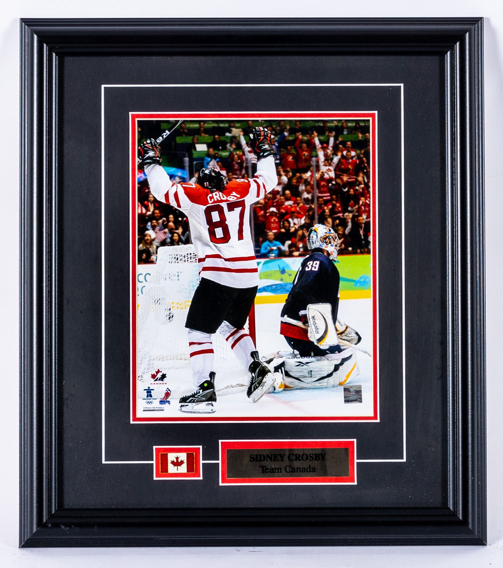 Sidney Crosby Signed 14x28 Canvas Framed - Golden Goal - NHL Auctions