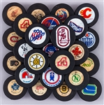 1972-1983 Biltrite WHA, Rawlings, InGlasCo and Other Maker Game and Souvenir Puck Collection of 45