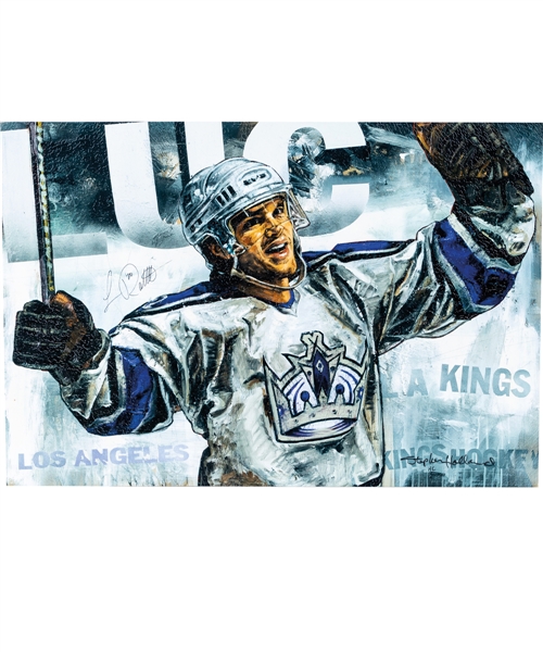 Luc Robitailles Signed Los Angeles Kings Giclee on Canvas by Stephen Holland from His Personal Collection with His Signed LOA (28" x 41") 