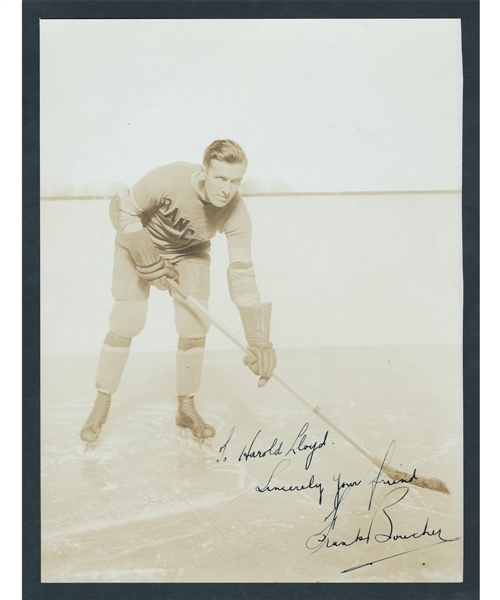 Deceased HOFer Frank Boucher Circa Late-1920s Signed New York Rangers Photo Personalized to Hollywood Actor Harold Lloyd 