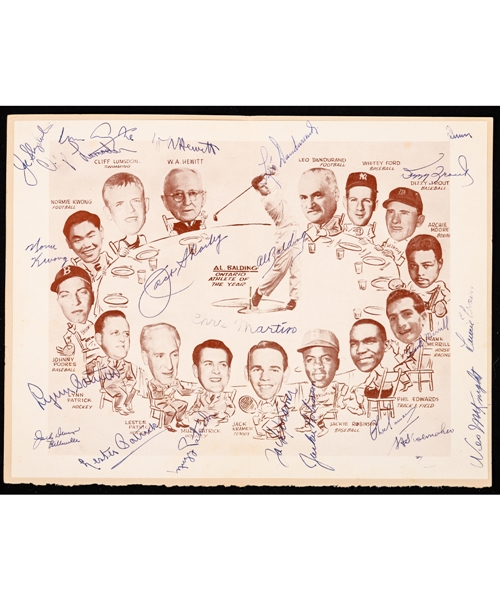 1956 Fifth Annual Celebrities Dinner Banquet Program Signed by Jackie Robinson, Lester and Lynn Patrick, Leo Dandurand, Conn Smythe and Many Others - JSA Certified!