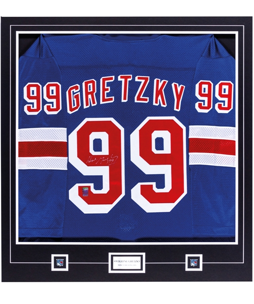 Wayne Gretzky Signed 1998-99 New York Rangers Jersey Matted Display with WGA COA (32" x 34") 
