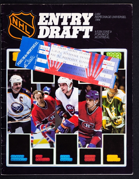 1984 NHL Entry Draft Ticket and Multi-Signed Program Featuring First Overall Pick Mario Lemieux