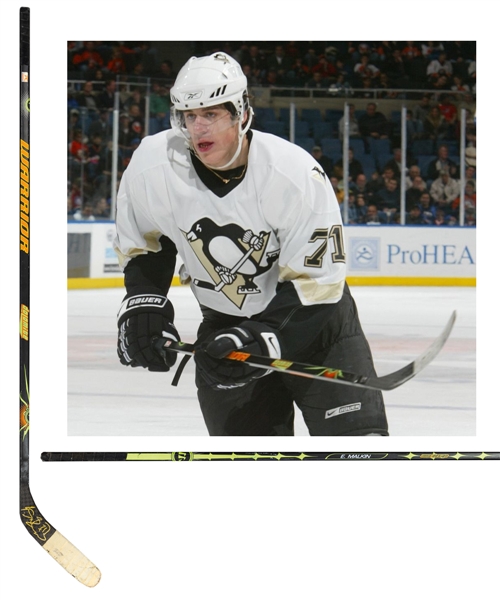 Evgeni Malkins 2006-07 Pittsburgh Penguins Warrior Signed Dolomite Game-Used Rookie Season Stick - Calder Memorial Trophy Season!