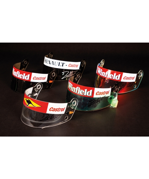 Jacques Villeneuves 1997 Rothmans Williams Renault F1 Team and 1998 Winfield Williams F1 Team Signed Race-Worn / Race-Issued Visors (5) with His Signed LOA