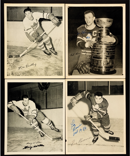 Toronto Maple Leafs 1945-54 Signed Quaker Oats Photos (34) with Numerous Deceased HOFers Including Max Bentley, Ted Kennedy, Harry Lumley and Others