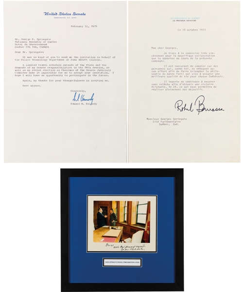 George Springates Political Memorabilia and Autograph Collection Including Ted Kennedy, Robert Bourassa, Brian Mulroney and Others with Family LOA