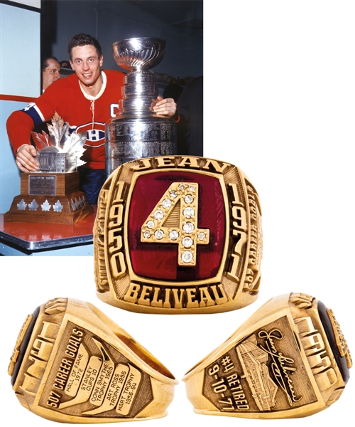 Spectacular Jean Beliveau Montreal Canadiens 10K Gold and Diamond Limited-Edition Career Tribute Ring with His Signed LOA