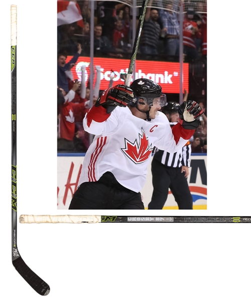 Sidney Crosbys 2016 World Cup of Hockey Team Canada Signed CCM Ribcore Game-Used Stick with LOA - Photo-Matched to Game 2 of the Finals!