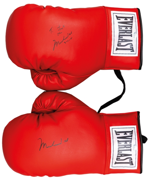 Muhammad Ali Signed Pair of Everlast Boxing Gloves with Luc Robitaille Signed LOA Plus Lucian Bute Signed Everlast Boxing Glove