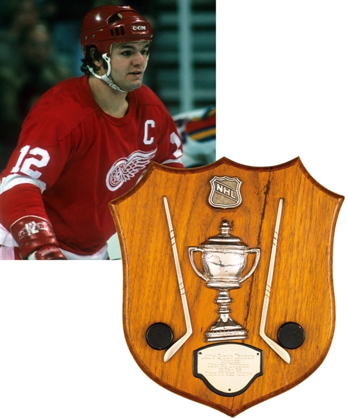 Marcel Dionnes 1974-75 Detroit Red Wings Lady Byng Trophy Plaque from His Personal Collection