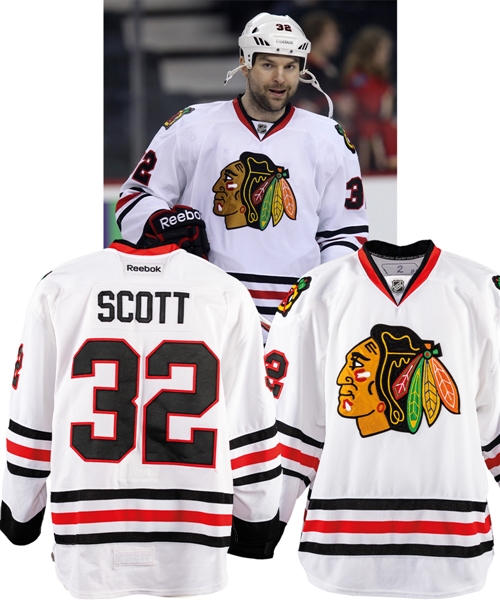 John Scotts 2011-12 Chicago Black Hawks Game-Worn Jersey with Team LOA - Photo-Matched!