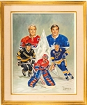 Original Framed Painting Artwork by Michel Lapensee Used for the Montreal Forum 1993 NHL All-Star Game Program (30 1/2" x  36 1/2")