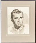 Maurice Richard Original Framed Artwork by Michel Lapensee Used for the Montreal Canadiens 75th Anniversary Dream Team Program (13" x 16")