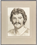 Larry Robinson Original Framed Artwork by Michel Lapensee Used for the Montreal Canadiens 75th Anniversary Dream Team Program (13" x 16")