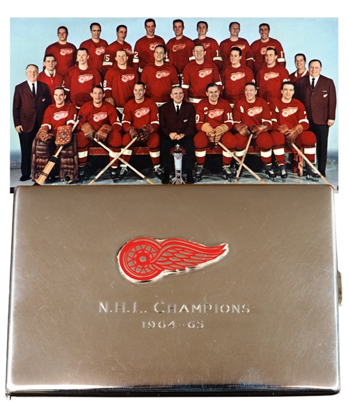 Detroit Red Wings 1964-65 NHL Champions Tiffany & Co Sterling Cigarette Case with Original Pouch