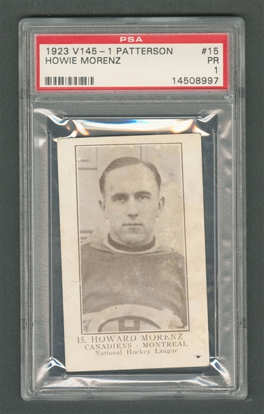 1923-24 V145-1 William Patterson Hockey Card #15 HOFer Howie Morenz Rookie - Graded PSA 1