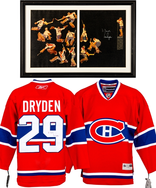 Ken Dryden Signed Montreal Canadiens Jersey and Signed Framed Photo (16 ½” x 24”)