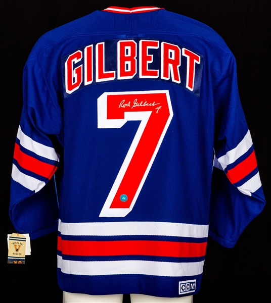 New York Rangers Autograph Collection of 9 Including Rod Gilbert Signed Jersey with COA, Jean Ratelle Signed Vintage Skates and Nick Beverly’s 1974-75 New York Rangers Game-Used Team-Signed Stick 